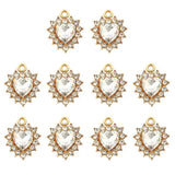 10Pcs Crystal Rhinestone Love Pendant for Earrings DIY Jewelry