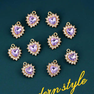 10Pcs Crystal Rhinestone Love Pendant for Earrings DIY Jewelry