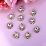 10Pcs Crystal Rhinestone Love Pendant for Earrings DIY Jewelry