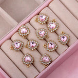 10Pcs Crystal Rhinestone Love Pendant for Earrings DIY Jewelry