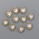 10Pcs Crystal Rhinestone Love Pendant for Earrings DIY Jewelry