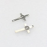 50Pcs DIY Rosary Necklace Parts Mini Jesus Christ Exorcism St Benedict Crucifix