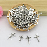 50Pcs DIY Rosary Necklace Parts Mini Jesus Christ Exorcism St Benedict Crucifix