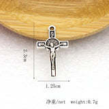 50Pcs DIY Rosary Necklace Parts Mini Jesus Christ Exorcism St Benedict Crucifix