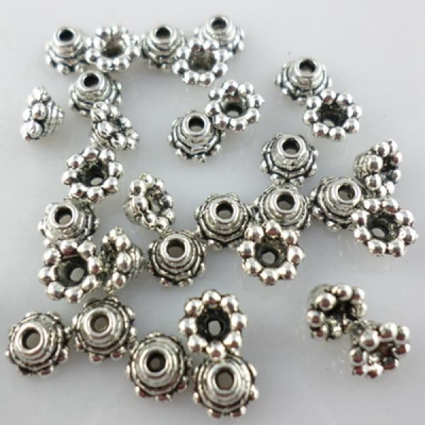 120pcs Tibetan Gold/Silver Flower End Bead Caps 5x3mm for Charm Bracelet Beading