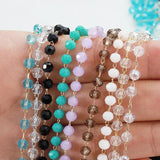 1m 4mm Crystal Glass Beading Chain Copper Chains for Necklace DIY