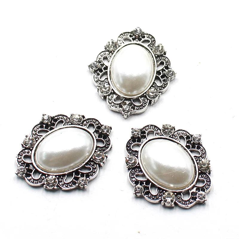 10 Pcs Vintage Pearl Alloy DIY Wedding Dress Rhinestone Jewelry Accessories