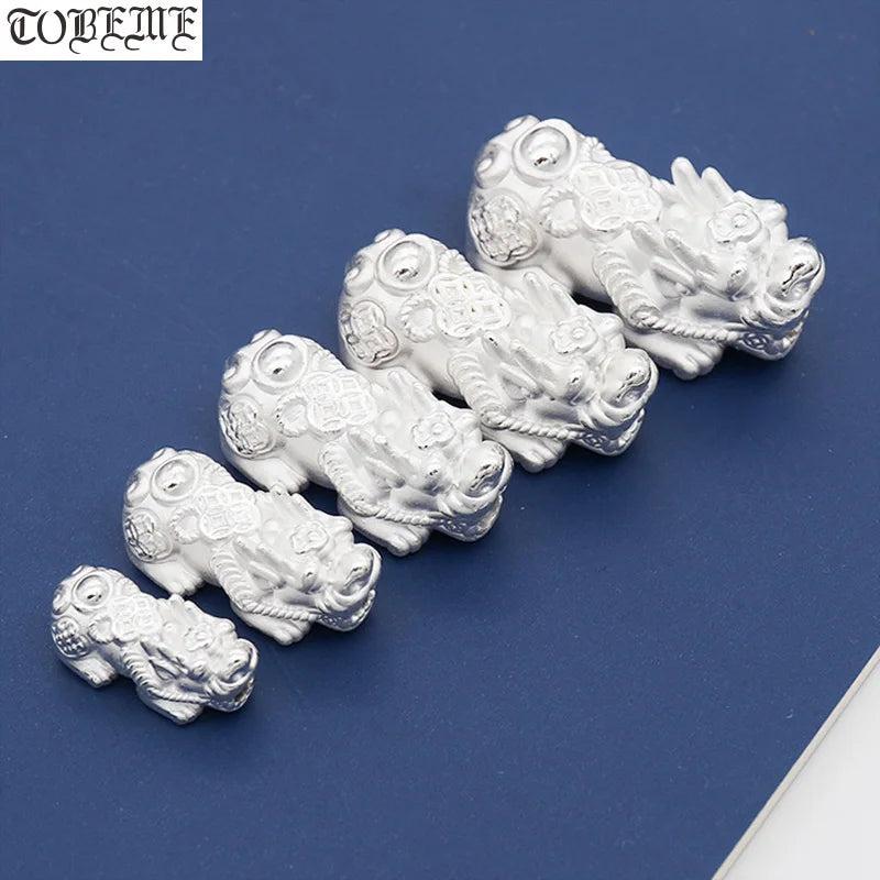 3D 999 Silver Fengshui Pixiu Beads Pure Silver Piyao Lucky Animal
