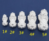 3D 999 Silver Fengshui Pixiu Beads Pure Silver Piyao Lucky Animal