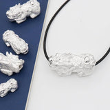 3D 999 Silver Fengshui Pixiu Beads Pure Silver Piyao Lucky Animal