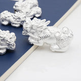 3D 999 Silver Fengshui Pixiu Beads Pure Silver Piyao Lucky Animal
