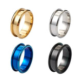 4Pcs Stainless Steel Grooved Ring Settings DIY Jewelry Inlay Ring Making