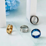 4Pcs Stainless Steel Grooved Ring Settings DIY Jewelry Inlay Ring Making