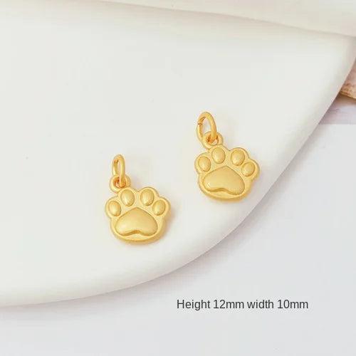 6 Pieces 18K Cat Paw Print Pendant DIY Accessories