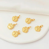 6 Pieces 18K Cat Paw Print Pendant DIY Accessories