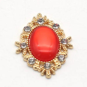 10Pcs Flower Oval Diamond Alloy Cat's Eye Drill Button DIY Bridal Headdress
