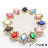 10Pcs Flower Oval Diamond Alloy Cat's Eye Drill Button DIY Bridal Headdress