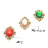 10Pcs Flower Oval Diamond Alloy Cat's Eye Drill Button DIY Bridal Headdress