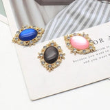 10Pcs Flower Oval Diamond Alloy Cat's Eye Drill Button DIY Bridal Headdress
