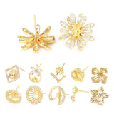 24K Brass Zircon Stud Earrings DIY Jewelry Making Supplies