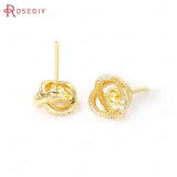 24K Brass Zircon Stud Earrings DIY Jewelry Making Supplies