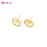 24K Brass Zircon Stud Earrings DIY Jewelry Making Supplies