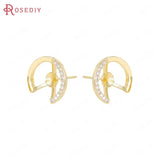 24K Brass Zircon Stud Earrings DIY Jewelry Making Supplies