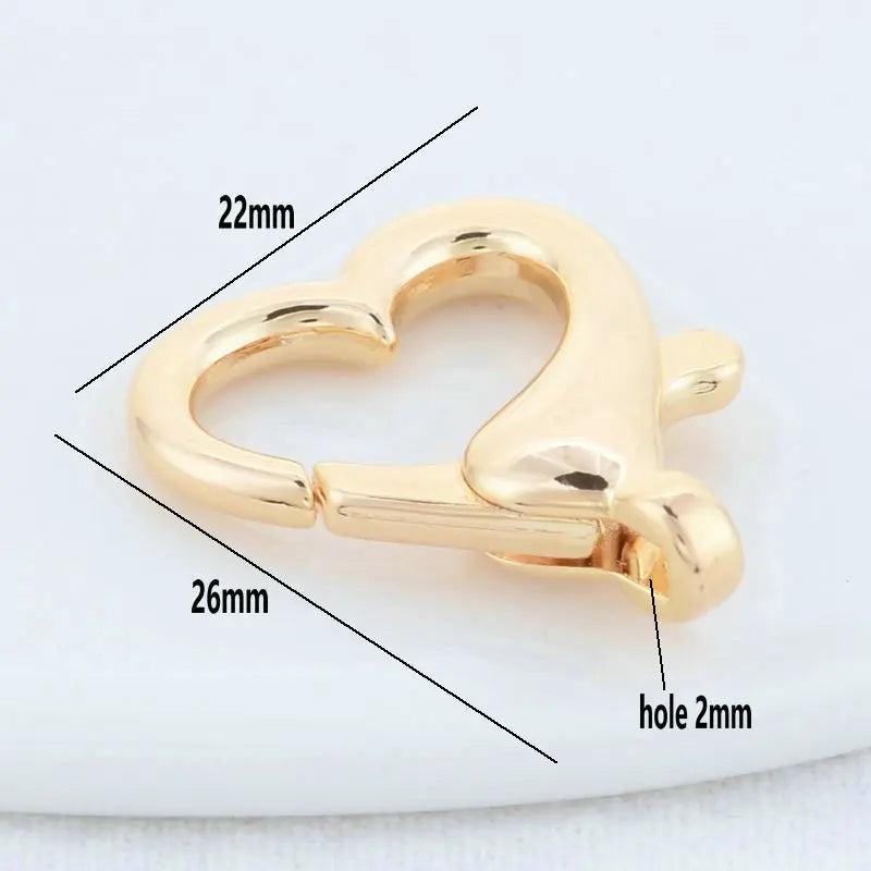 4PCS 14K Zinc Alloy Key Connect Heart Lobster Clasps DIY Jewelry Findings