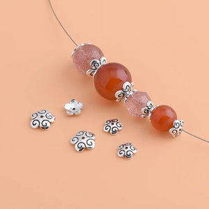 10pcs S925 Sterling Silver Flower Spacer Beads, DIY String Accessories
