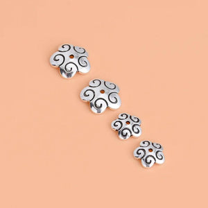 10pcs S925 Sterling Silver Flower Spacer Beads, DIY String Accessories