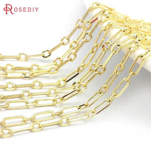 1 Meter 24K Brass Oval Necklace Chains DIY Jewelry Making Supplies