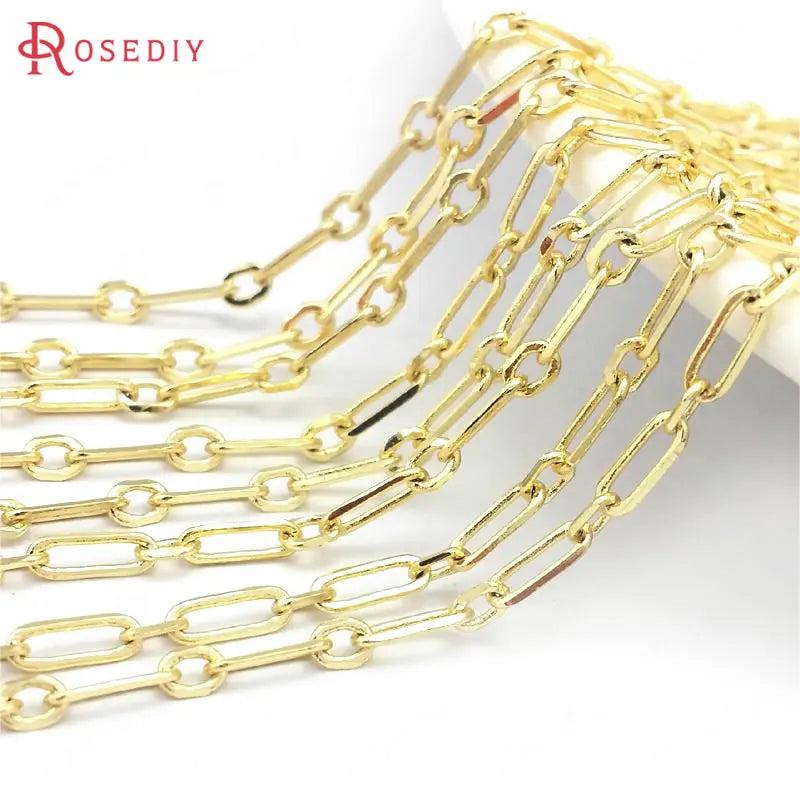 1 Meter 24K Brass Oval Necklace Chains DIY Jewelry Making Supplies