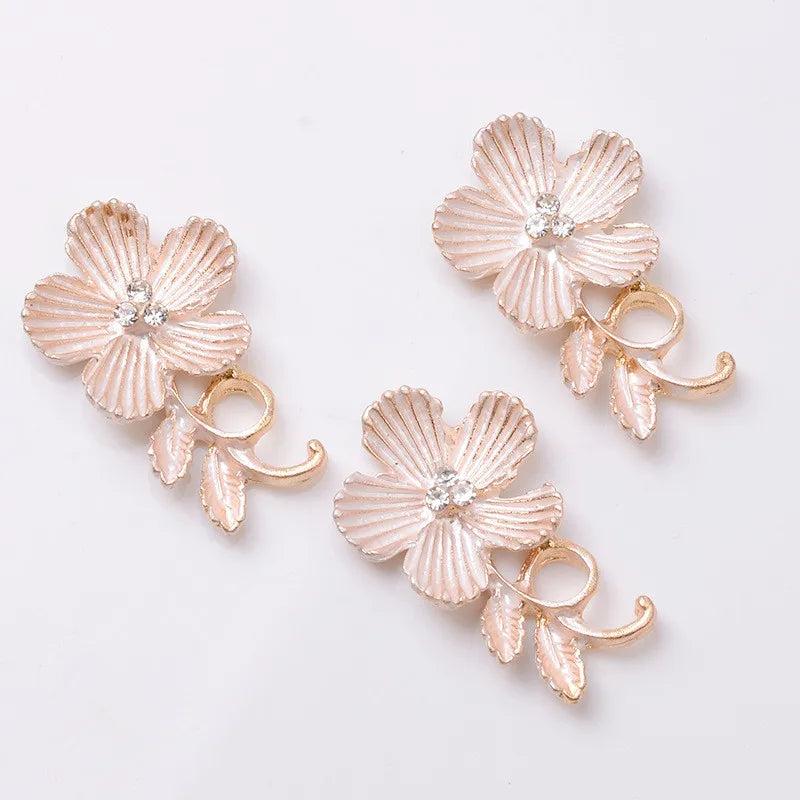 10pcs 18x28mm KC Plated Flowers for Jewelry Making