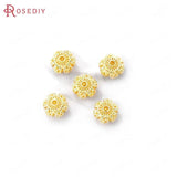 6PCS 8MM 24K Brass Flat Lantern Spacer Beads Jewelry Making Supplies