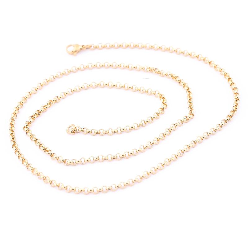 2pcs 3mm Stainless Steel Plated Necklace Chains for DIY Jewelry Making