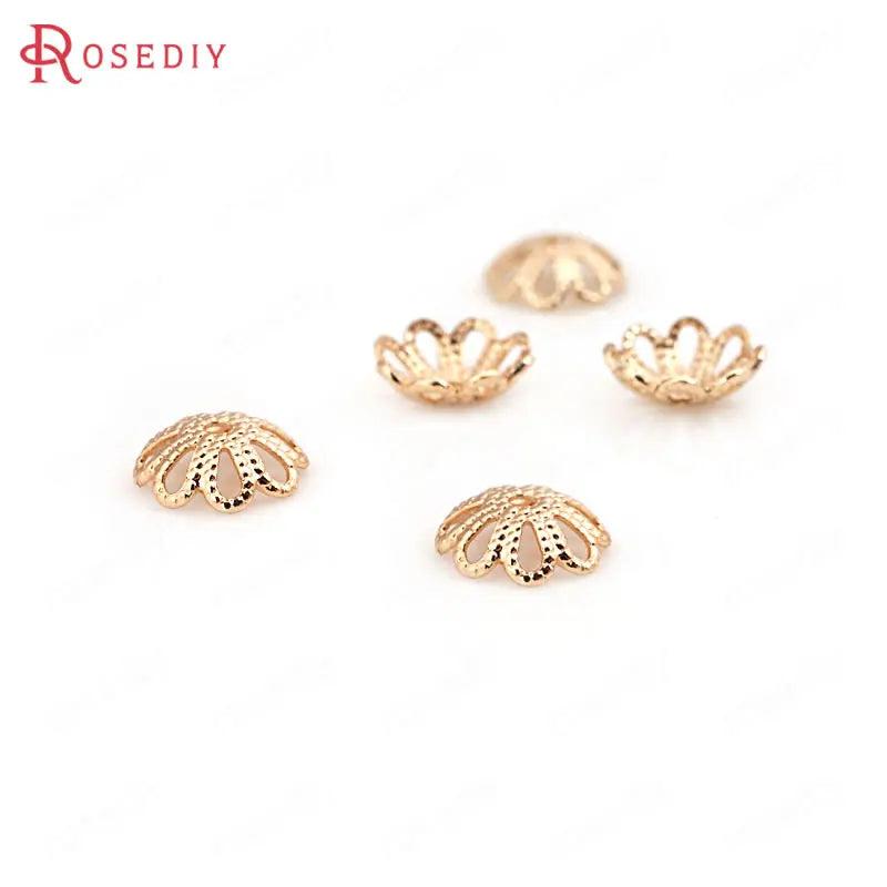 20PCS 6MM Champagne Plated Brass Bead Caps DIY Jewelry Accessories