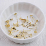 20pcs 14K Plated Brass Earrings Posts for DIY Jewelry Making