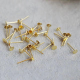 20pcs 14K Plated Brass Earrings Posts for DIY Jewelry Making