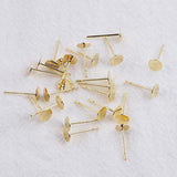 20pcs 14K Plated Brass Earrings Posts for DIY Jewelry Making