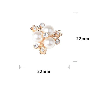 10PCS Pearl Flower Rhinestone Buttons Crystal Hairpins Decor Sewing Craft DIY