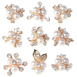 10PCS Pearl Flower Rhinestone Buttons Crystal Hairpins Decor Sewing Craft DIY