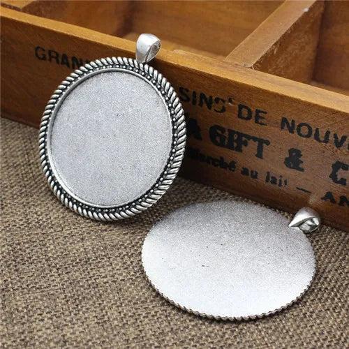 40mm Round Cabochon Summer Cameo/Glass Frame Setting Tray DIY Making 5pcs