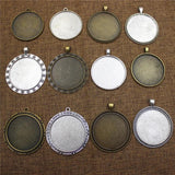 40mm Round Cabochon Summer Cameo/Glass Frame Setting Tray DIY Making 5pcs
