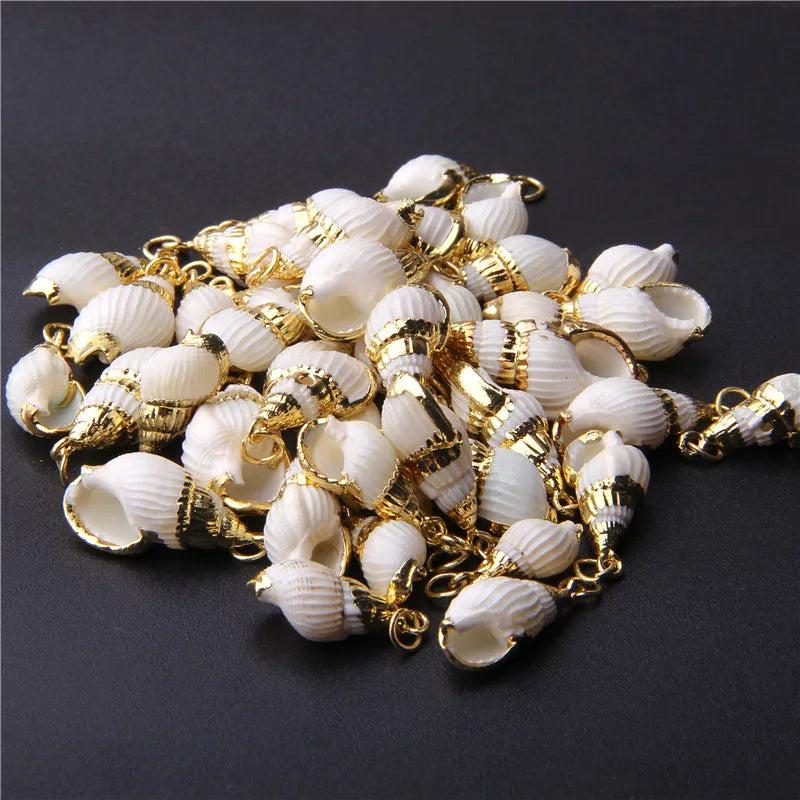 Natural Spiral Seashells for DIY Pendant Jewelry Home Decor 4pcs