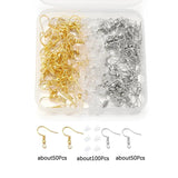 200pcs Earring Hooks Ear Hook With Earring Back Set DIY Jewelry Findings Kit