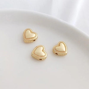 10mm 14K Plated BrassTiny Heart Spacer Beads DIY Bracelet Jewelry Making