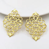 20Pcs 42*30mm Brass Filigree Flowers Slice Charms for Jewelry DIY