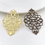20Pcs 42*30mm Brass Filigree Flowers Slice Charms for Jewelry DIY