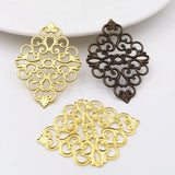 20Pcs 42*30mm Brass Filigree Flowers Slice Charms for Jewelry DIY