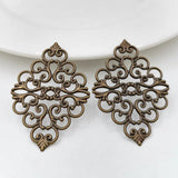 20Pcs 42*30mm Brass Filigree Flowers Slice Charms for Jewelry DIY